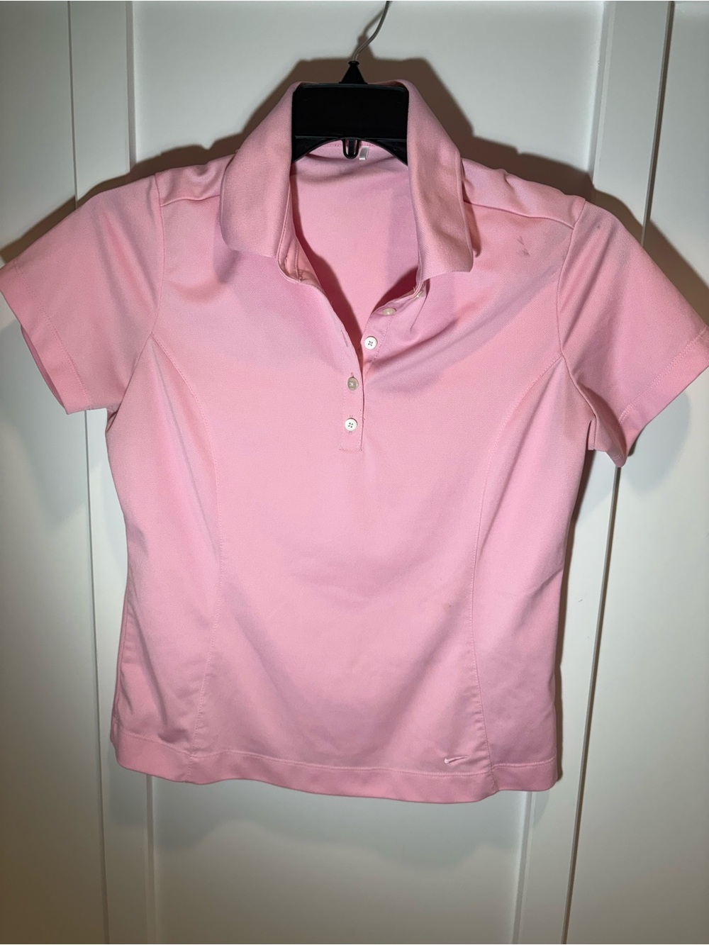 Nike Women's Light Pink Short-Sleeve Button Polo